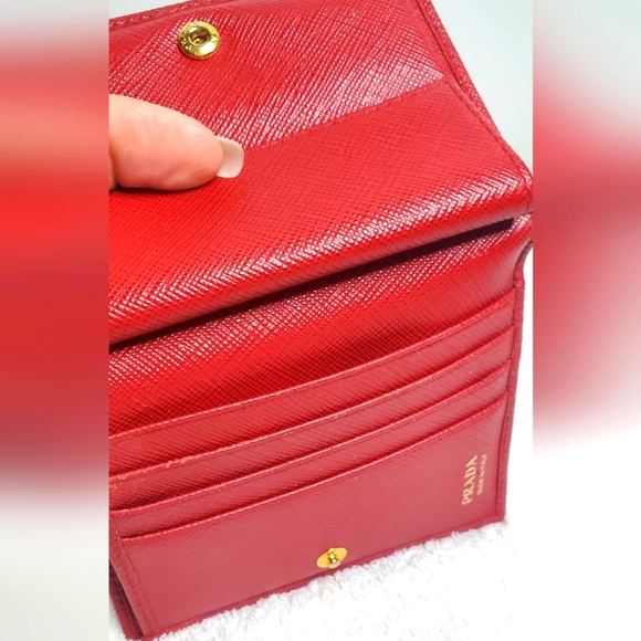 PRADA -Small-wallet Saffiano Leather-red -Perfect conditions-No call-outs - Picture 12 of 15
